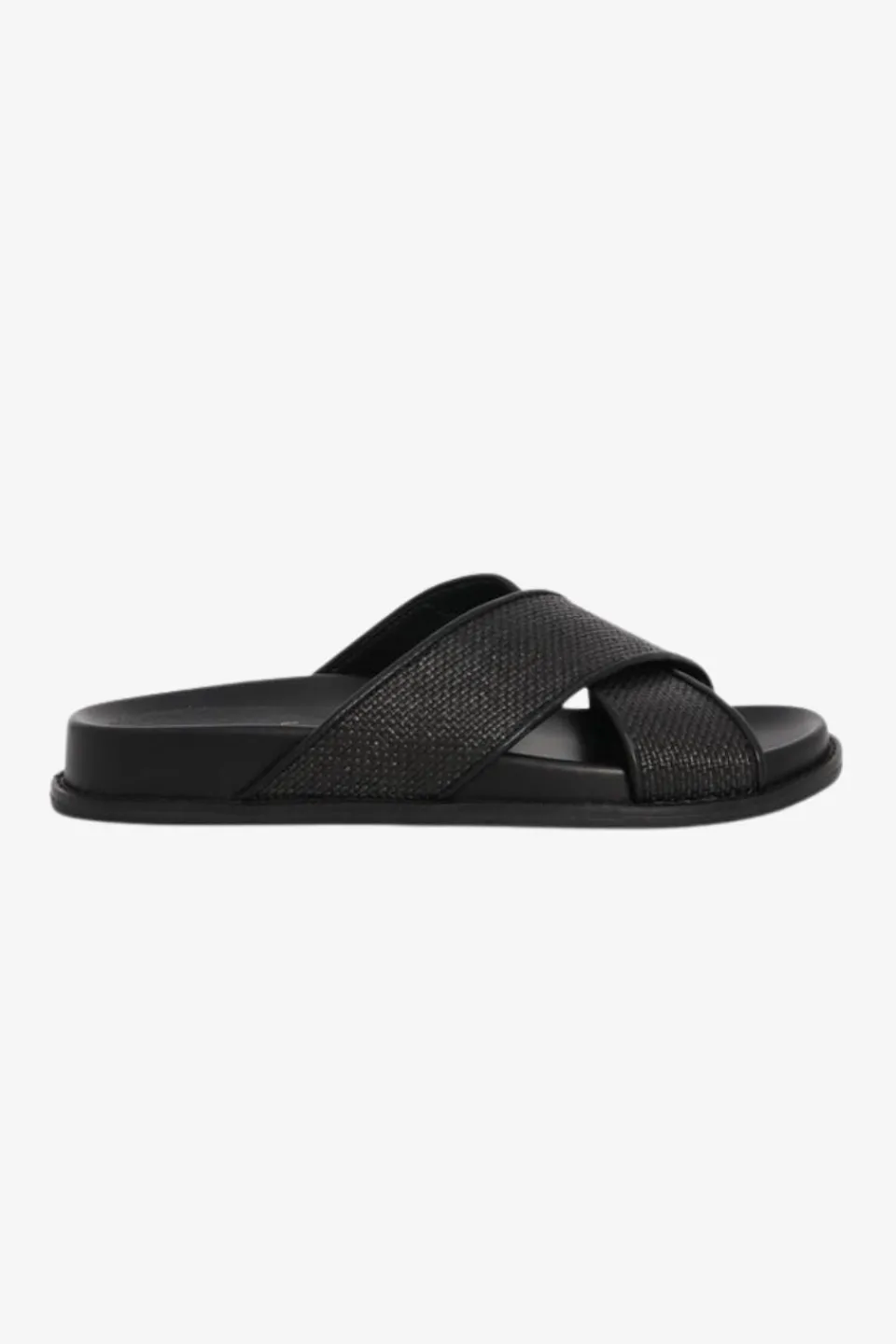 Nude Jacee Black Woven Cross Over Slide