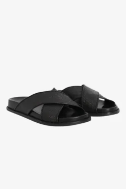 Nude Jacee Black Woven Cross Over Slide