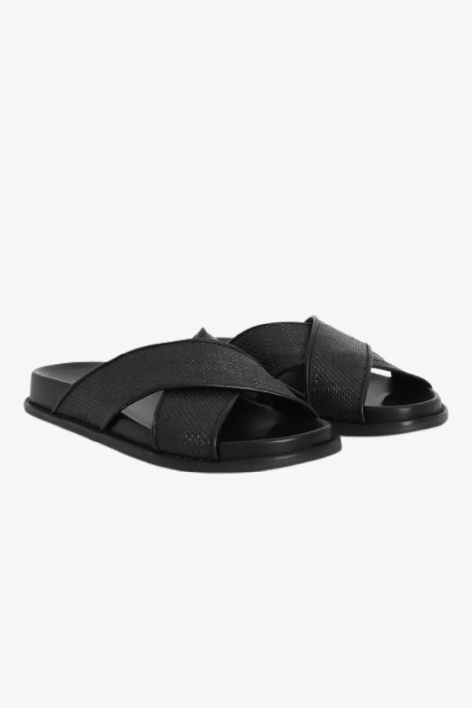 Nude Jacee Black Woven Cross Over Slide