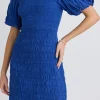 Ivy + Jack Jade Electric Blue Puff Sleeve Ruched Maxi Dress