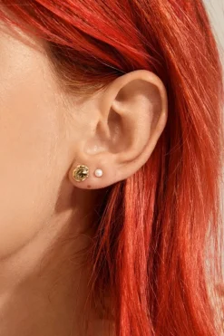 Pilgrim Jola Gold Plated Textured and Pearl EOL Earring Set