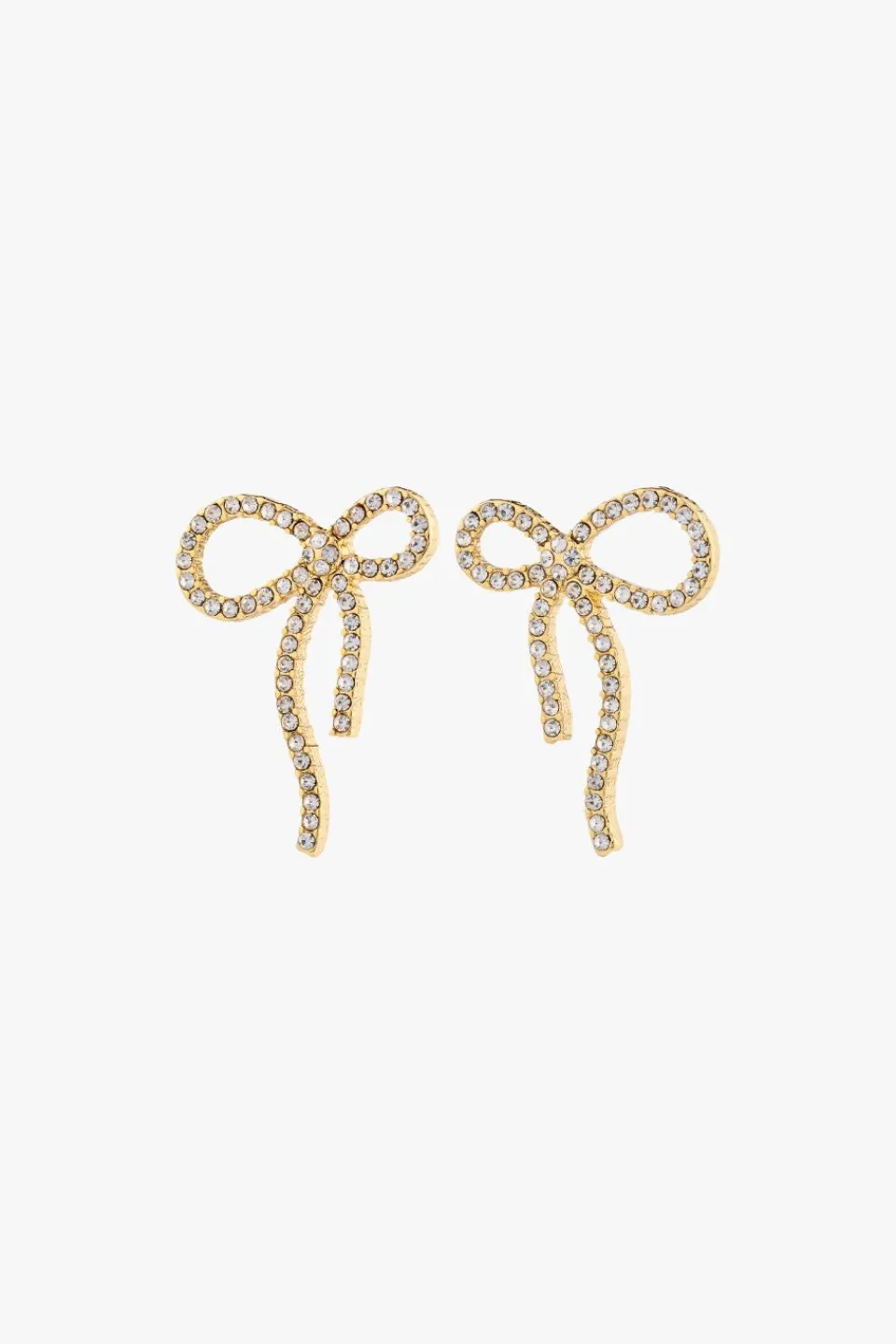 Pilgrim Jolanta Large EOL Crystal Gold Bow Stud Earrings