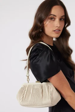 Saben Juliet Alabaster Mini Pleated Shoulder Bag