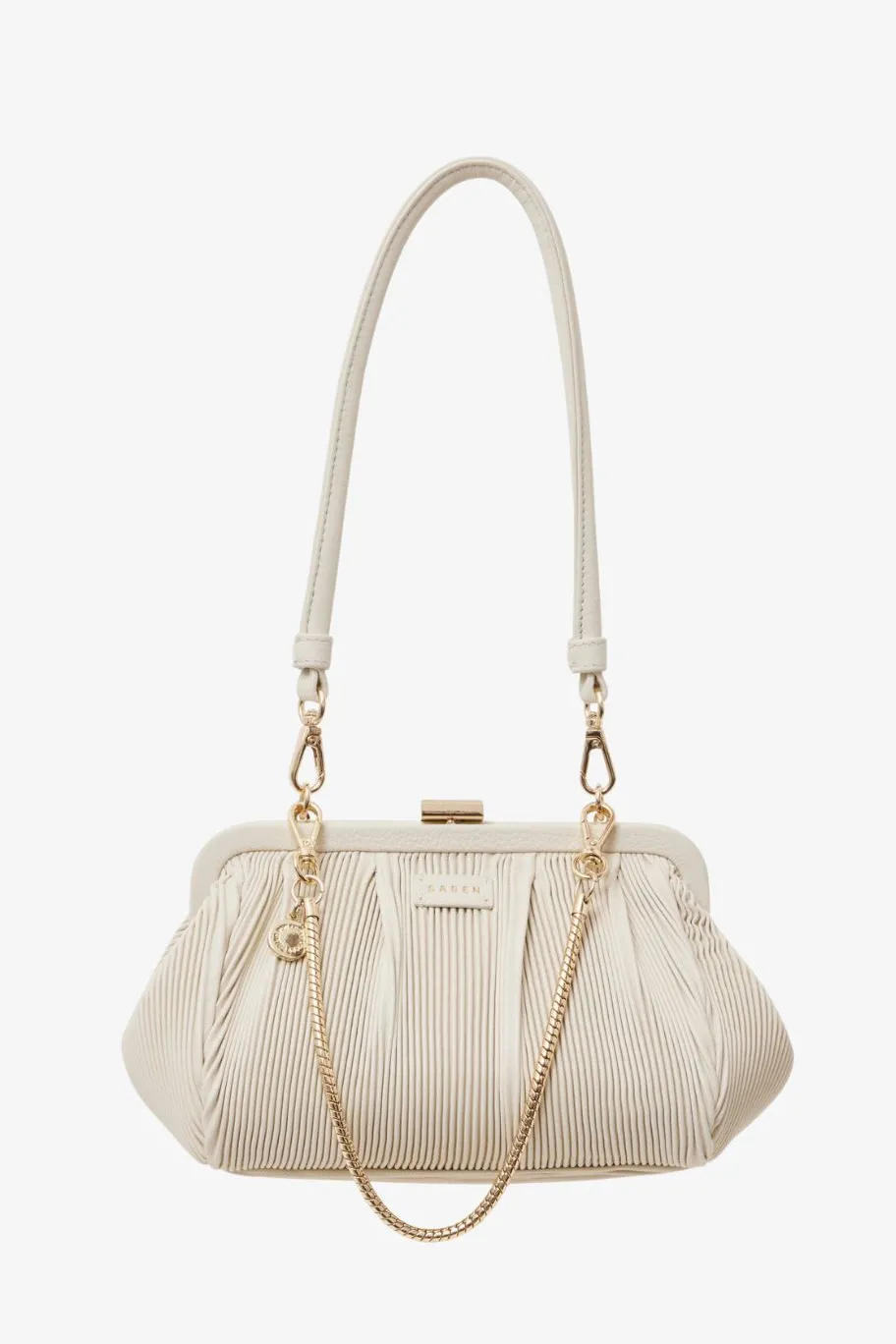 Saben Juliet Alabaster Mini Pleated Shoulder Bag