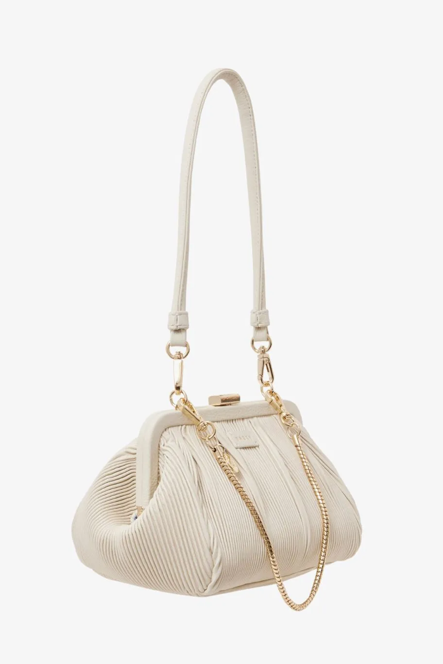 Saben Juliet Alabaster Mini Pleated Shoulder Bag