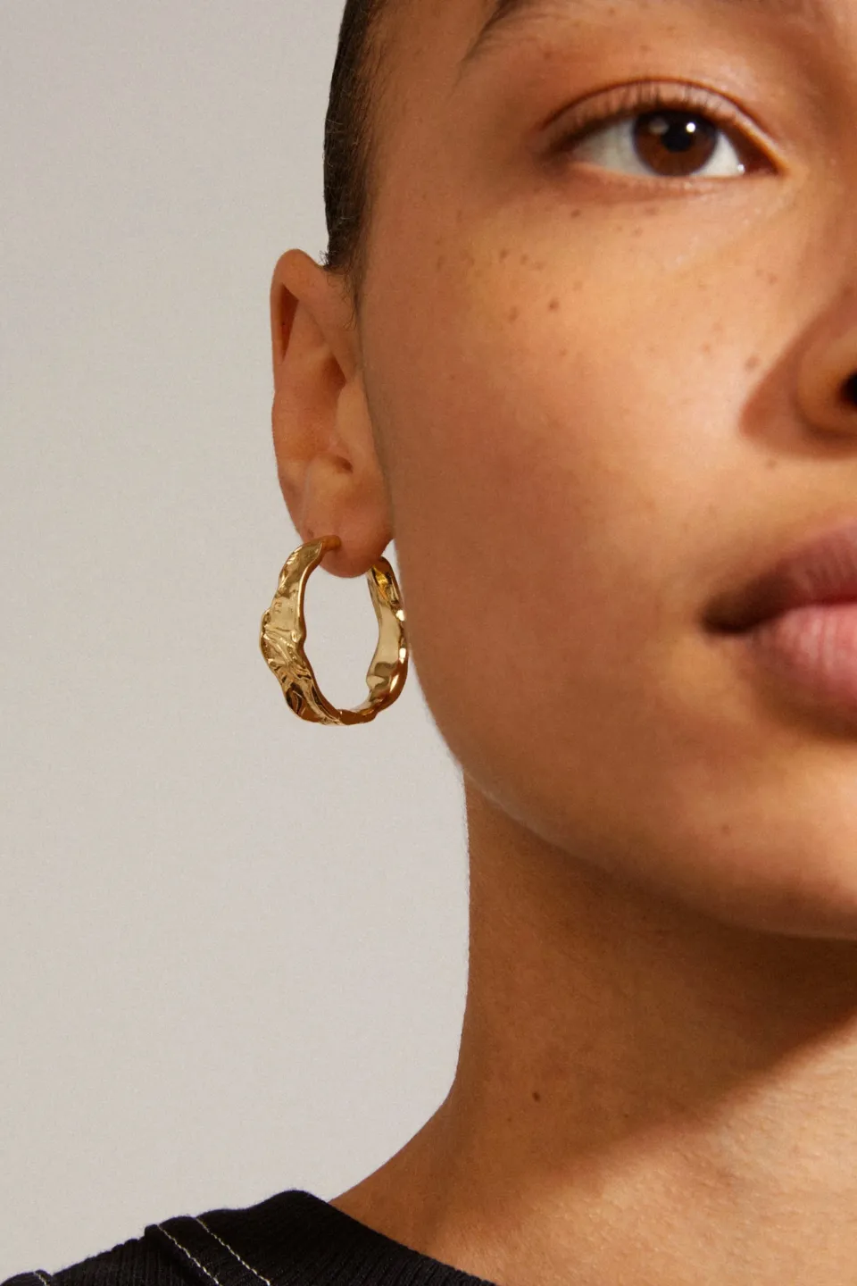 Pilgrim Julietta Beaten EOL Gold Recycled Hoop Earrings