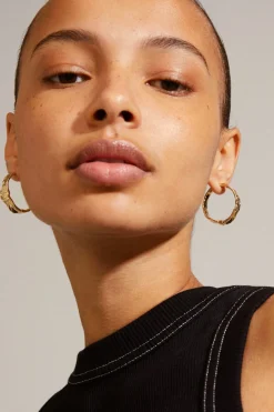 Pilgrim Julietta Beaten EOL Gold Recycled Hoop Earrings