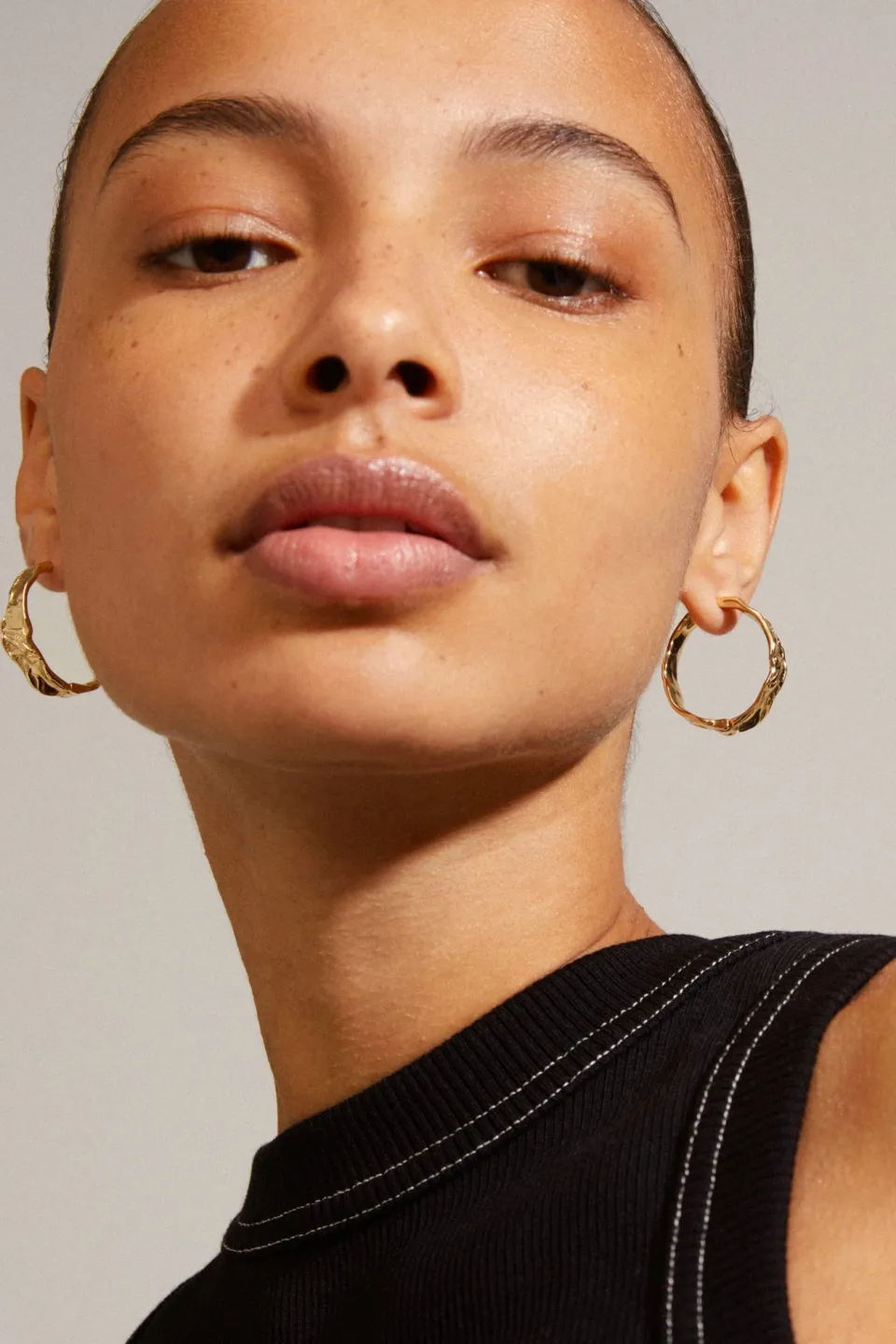 Pilgrim Julietta Beaten EOL Gold Recycled Hoop Earrings