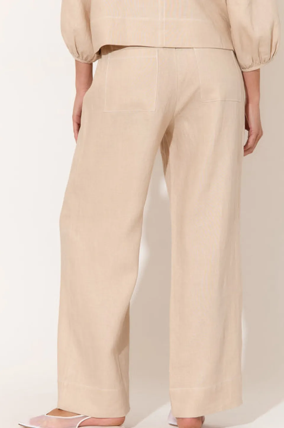 Adorne June Camel Contrast Stitch Linen Pant