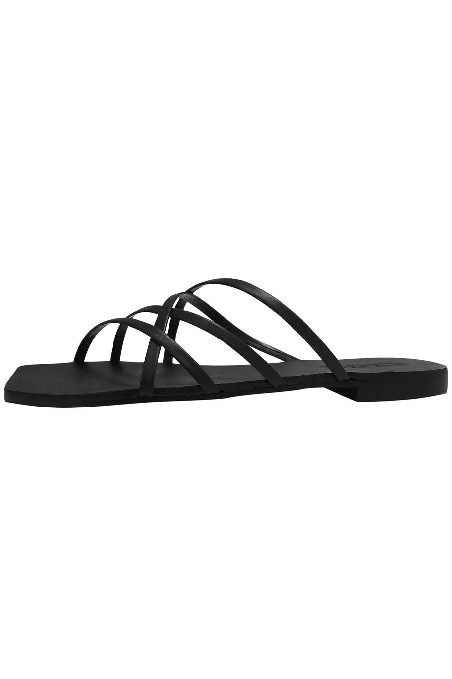 Solsana Juniper Black Strappy Flat Slide
