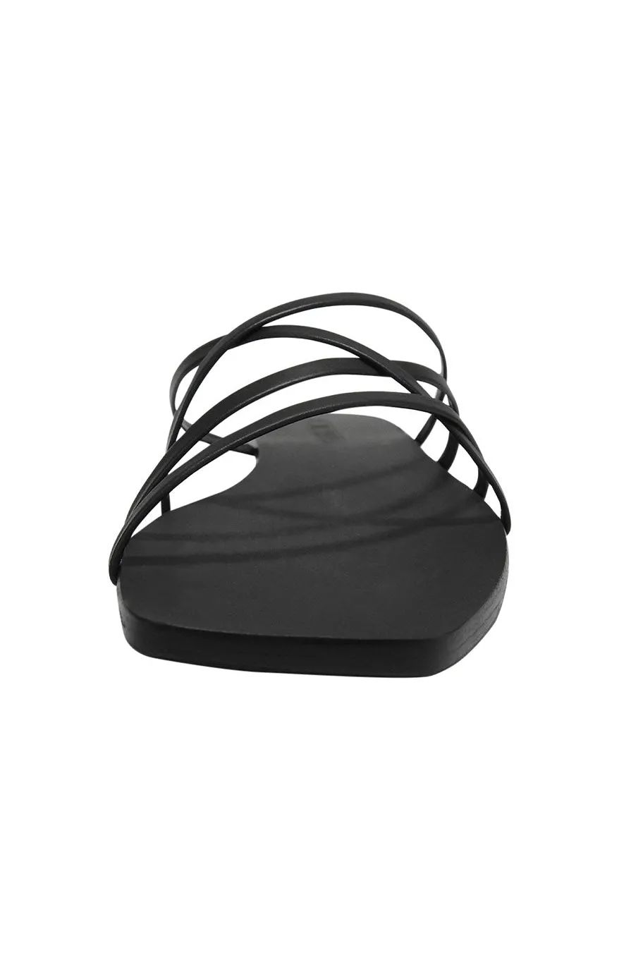 Solsana Juniper Black Strappy Flat Slide