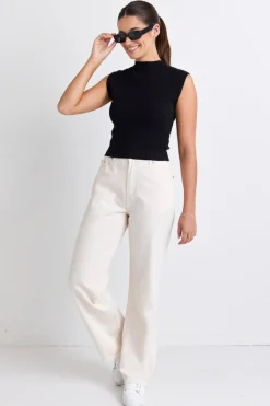 RE:UNION Label Juniper Ecru High Waist Wide Leg Jean