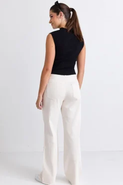 RE:UNION Label Juniper Ecru High Waist Wide Leg Jean