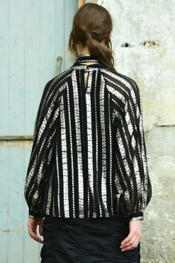 Coop Just Bow With It Black Silver Blouse