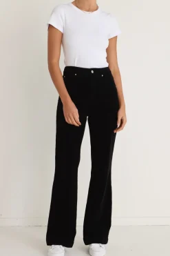 Among the Brave Karma Black Cord High Waist Long Wide Leg Pant