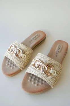 Laguna Quays Karmen Beige Raffia Slide