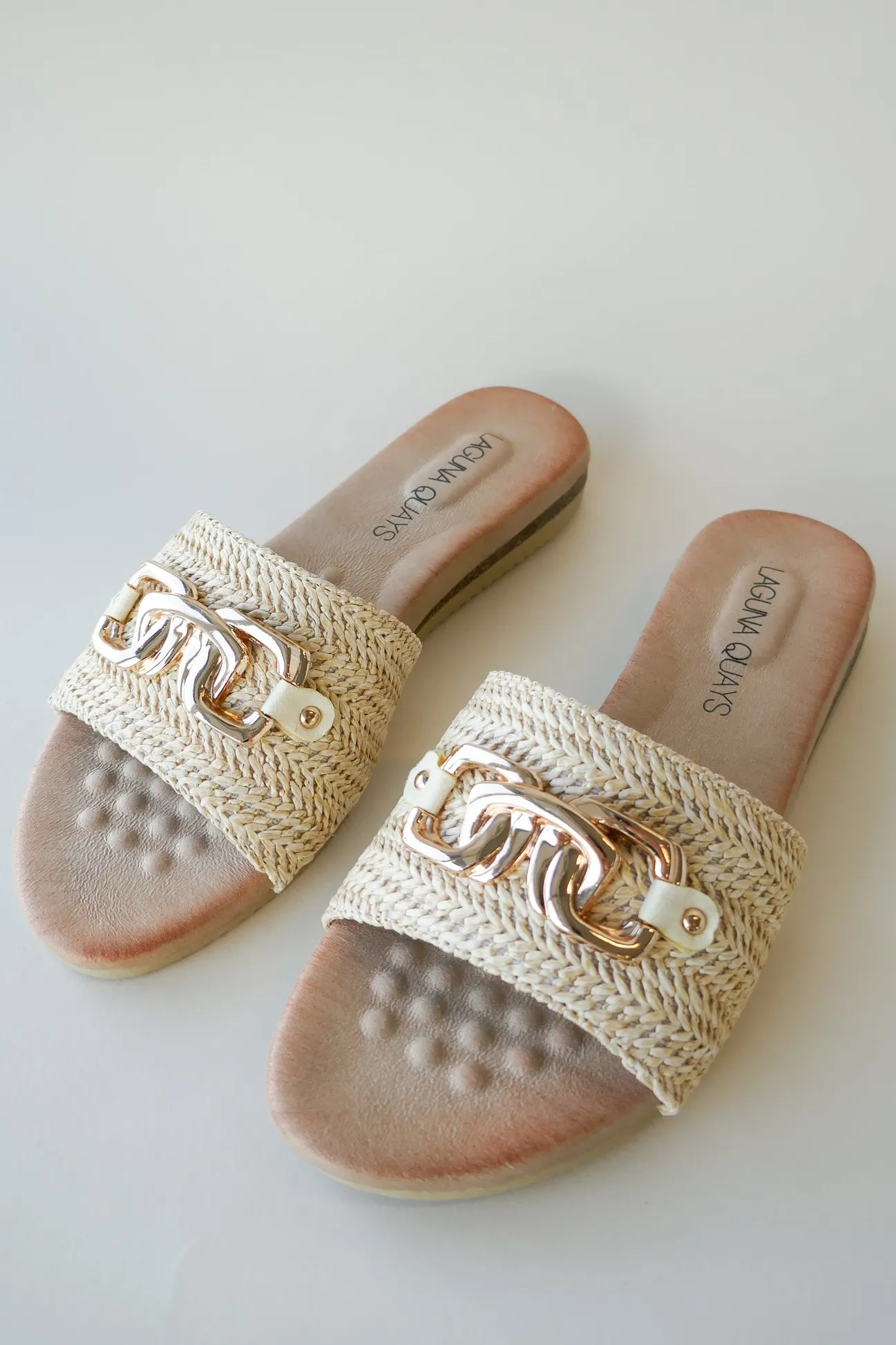 Laguna Quays Karmen Beige Raffia Slide