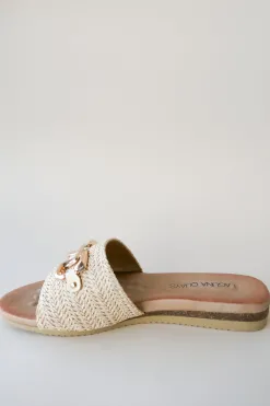 Laguna Quays Karmen Beige Raffia Slide