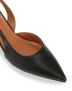 Nude Kaylee Black Leather Pointed Low Heel