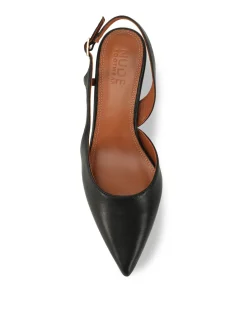 Nude Kaylee Black Leather Pointed Low Heel