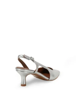 Nude Kaylee Silver Leather Pointed Low Heel