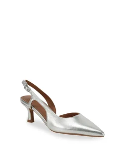 Nude Kaylee Silver Leather Pointed Low Heel