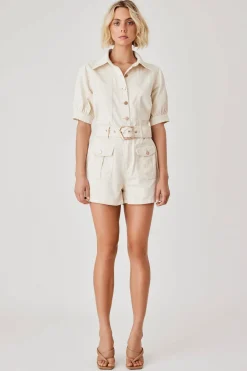 Esmaee Kokomo Ivory Denim Gold Buckle Short