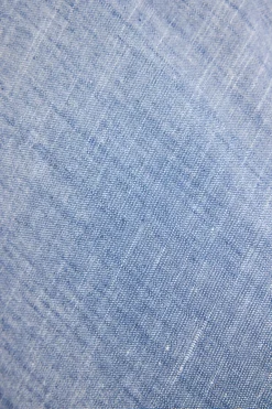 RE:UNION Label Lagos Chambray Blue Linen Blend Bias Cut Maxi Skirt