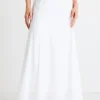 RE:UNION Label Lagos White Linen Blend Bias Maxi Skirt