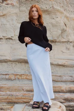 RE:UNION Label Lagos White Linen Blend Bias Maxi Skirt
