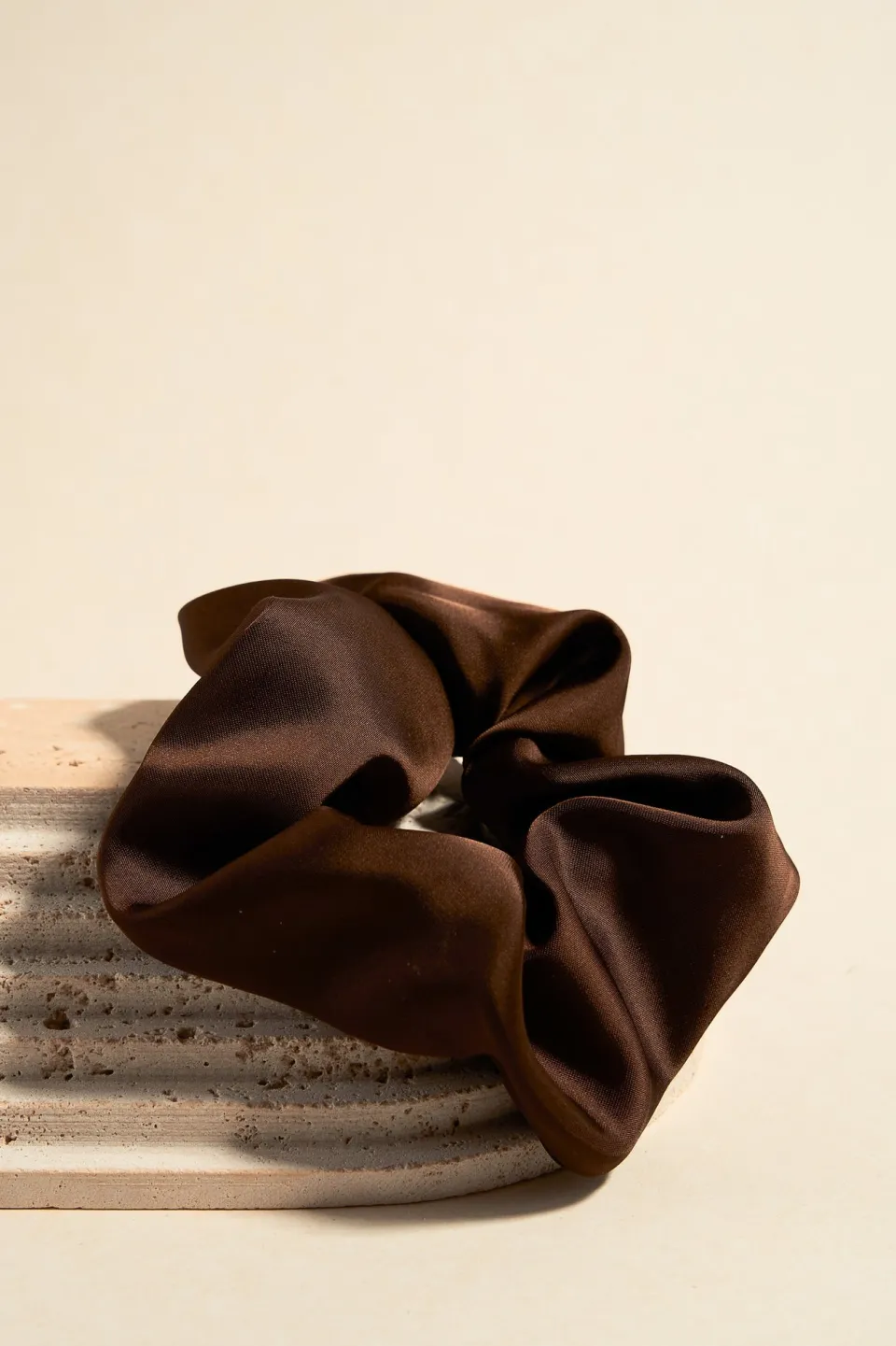 Love Lulu Large Brown Satin Scrunchie