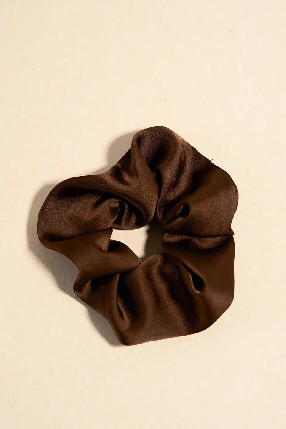 Love Lulu Large Brown Satin Scrunchie