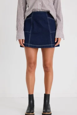 Stories be Told Launch Indigo Pocket Denim Mini Skirt