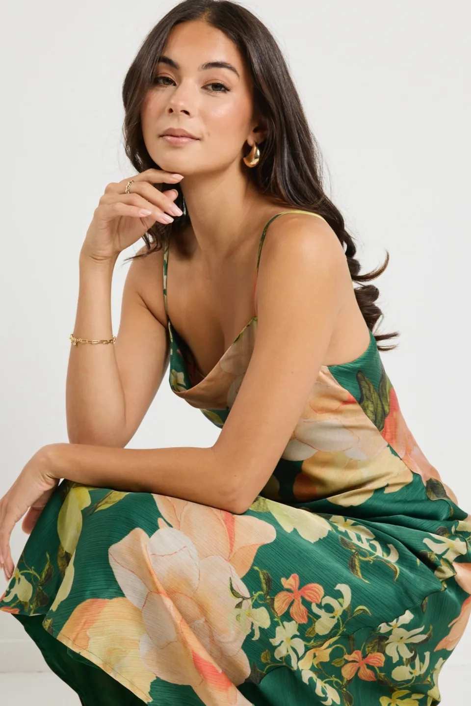 Georgia Mae Lavish Forest Floral Tie Back Slip Dress