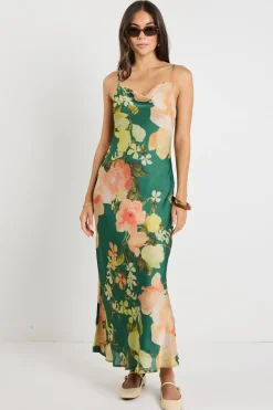 Georgia Mae Lavish Forest Floral Tie Back Slip Dress