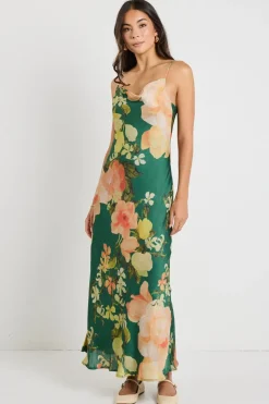 Georgia Mae Lavish Forest Floral Tie Back Slip Dress