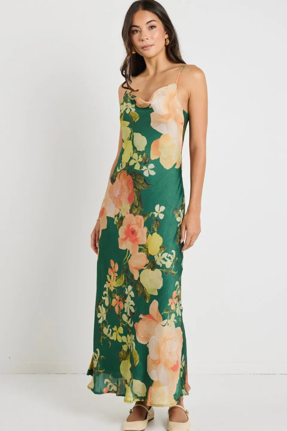 Georgia Mae Lavish Forest Floral Tie Back Slip Dress