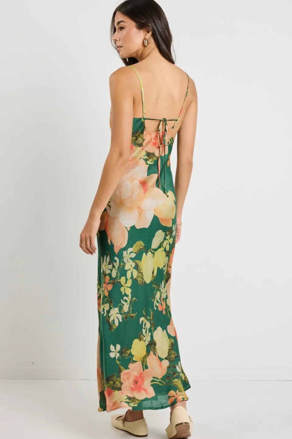 Georgia Mae Lavish Forest Floral Tie Back Slip Dress