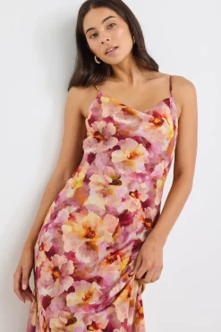 Georgia Mae Lavish Pink Multi Floral Tie Back Bias Slip Dress