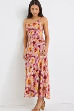 Georgia Mae Lavish Pink Multi Floral Tie Back Bias Slip Dress