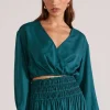 Staple The Label Leila Emerald LS Cropped Top