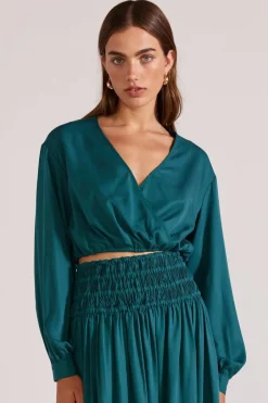 Staple The Label Leila Emerald LS Cropped Top