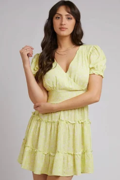 All About Eve Leni Citrine Floral Print SS Mini Dress
