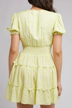 All About Eve Leni Citrine Floral Print SS Mini Dress