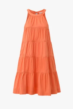 By Rosa. Levitate Watermelon High Neck Tiered Mini Dress