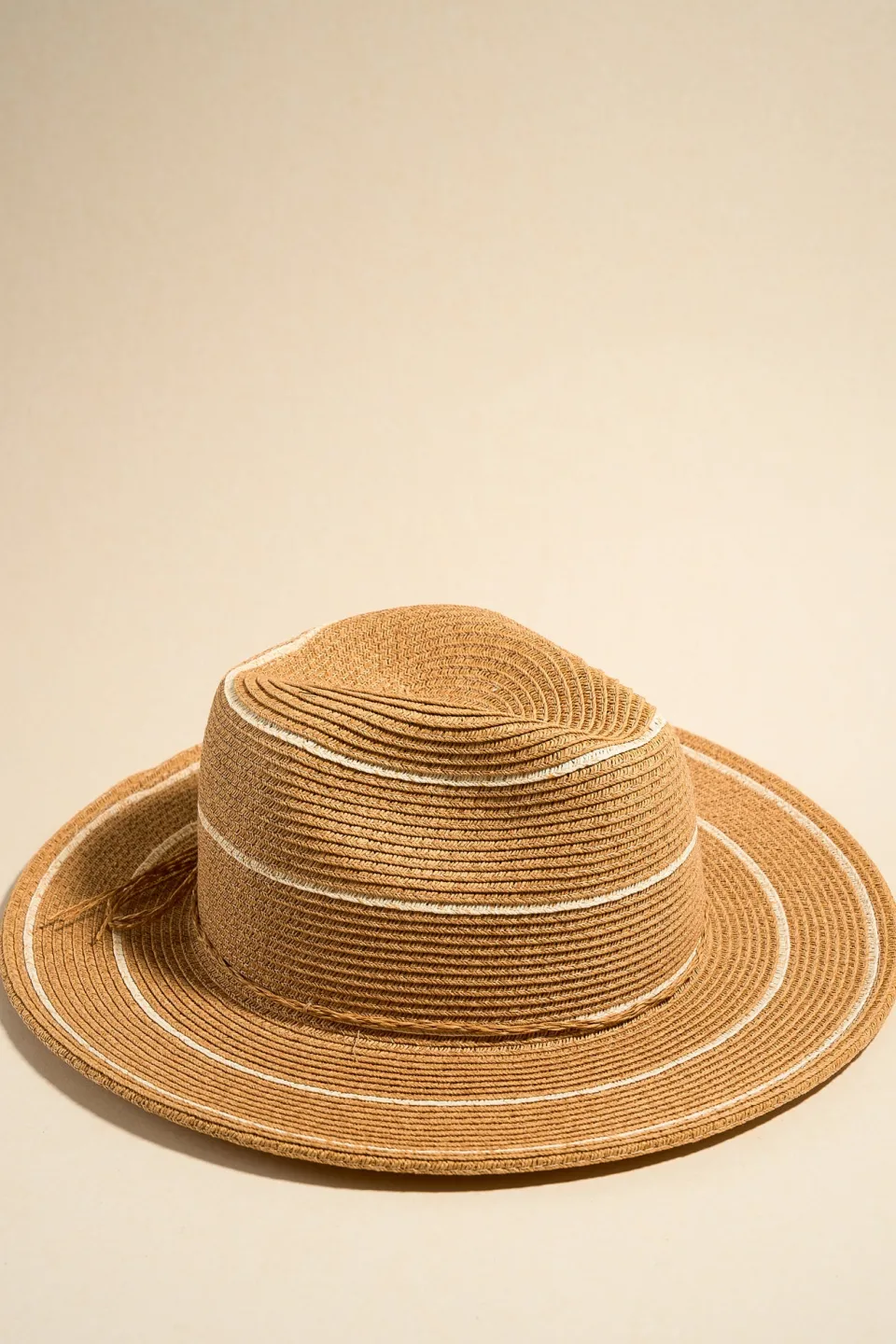 Among the Brave Lia Natural White Stripe Woven Panama Hat