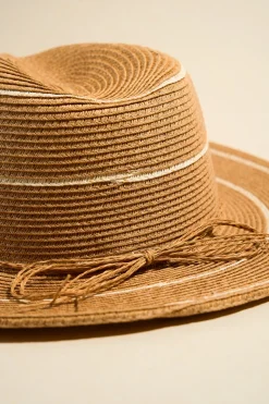 Among the Brave Lia Natural White Stripe Woven Panama Hat