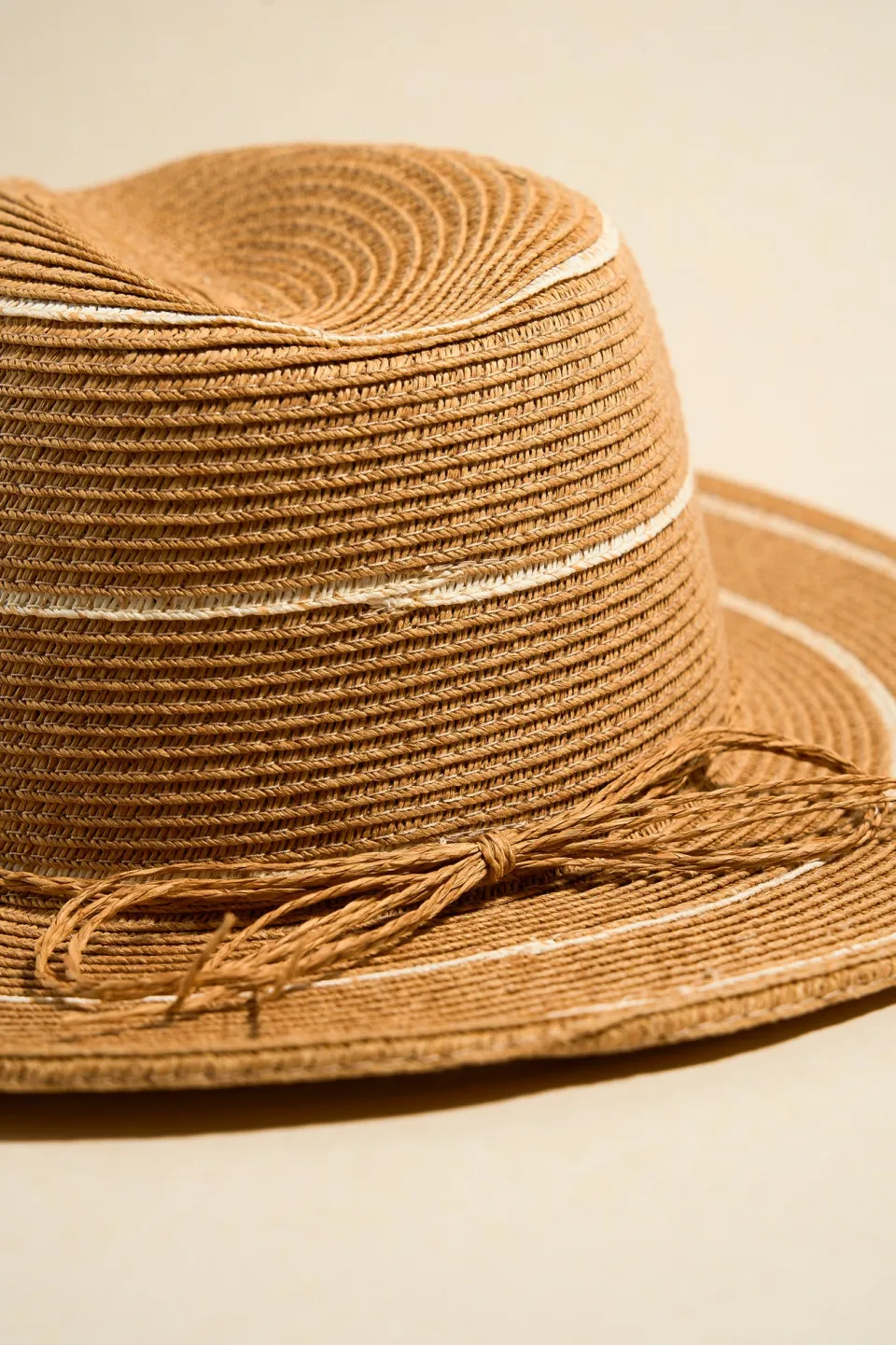 Among the Brave Lia Natural White Stripe Woven Panama Hat