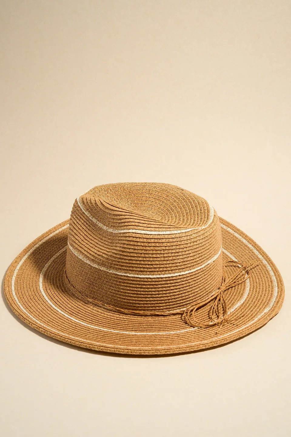 Among the Brave Lia Natural White Stripe Woven Panama Hat