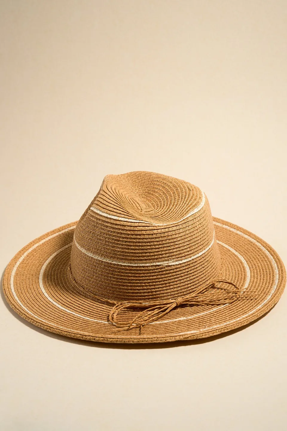 Among the Brave Lia Natural White Stripe Woven Panama Hat